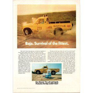 1973 Simoniz Car Wax Datsun Pickup Truck Baja 500 Rally Vintage Print Ad 70s Art